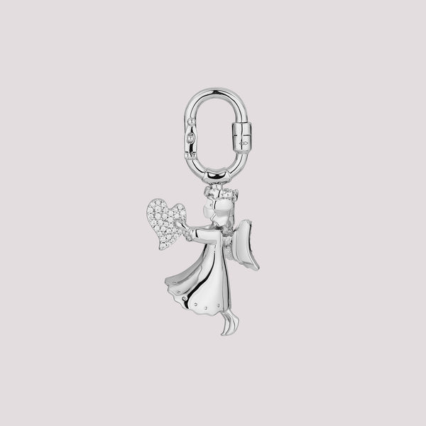 Angelica White Heart Bag Charm