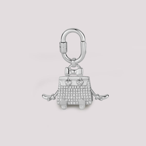 White Pavé Twilly Bow Birken Doll Bag Charm