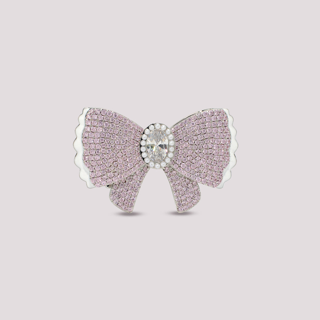 Pink Pavé Bow Birkin Pontet Clip-On Bag Charm front