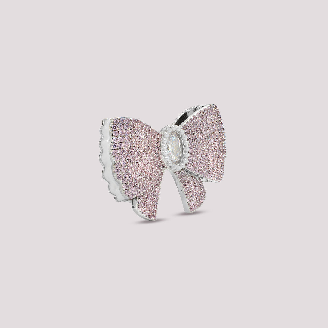 Pink Pavé Bow Birkin Pontet Clip-On Bag Charm Side