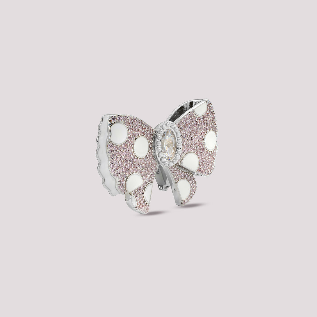 Pink Pavé Polka Dot Bow Birkin Pontet Clip On Bag Charm side