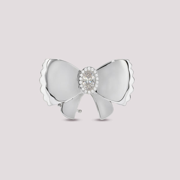 Plain Bow Birkin Pontet Clip On Bag Charm Front