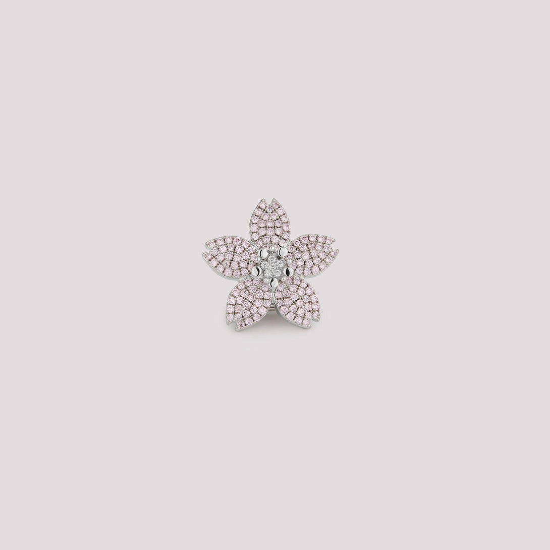 Pavé Cherry Blossom Flower Pontet Clip-On Bag Charm featuring pink and white pavé stones, as well as a sleek plain option. A versatile and elegant accessory designed to complement Hermès and luxury handbags.