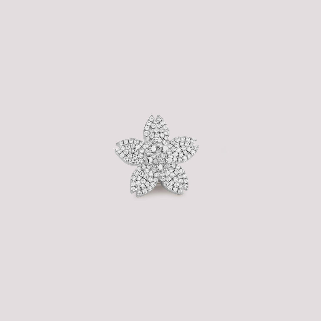 Pavé Cherry Blossom Flower Pontet Clip-On Bag Charm featuring pink and white pavé stones, as well as a sleek plain option. A versatile and elegant accessory designed to complement Hermès and luxury handbags.